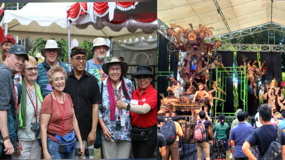 KASANGA FESTIVAL : Wisman Kapal Pesiar Viking Orion kunjungi Kasanga Festival 2023 yang menampilkan Ogoh-ogoh terbaik di Lapangan Puputan Badung, Jumat (17/3). Agung Bayu/Bali Express