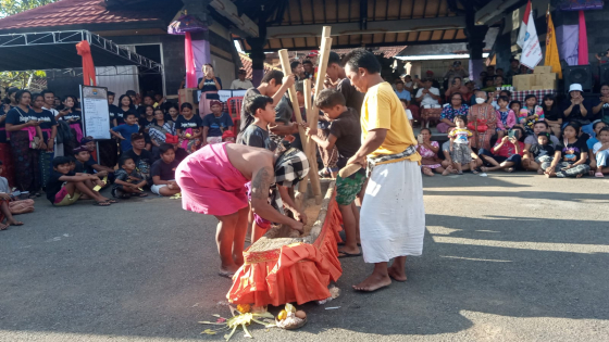 NGONCANG : Parade Ngoncang dilaksanakan krama Banjar Paketan, Desa Adat Buleleng, Kamis (23/3). Putu Mardika/Bali Express