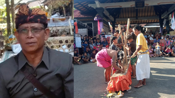 Sekretaris Desa Adat Buleleng Putu Mahendra dan tradisi Ngoncang di Banjar Paketan, Buleleng. Putu Mardika/Bali Express