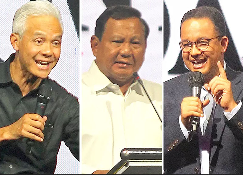 Ganjar Pranowo - Prabowo Subianto - Anies Baswedan. (Guntur Aga/Jawa Pos Radar Jogja)