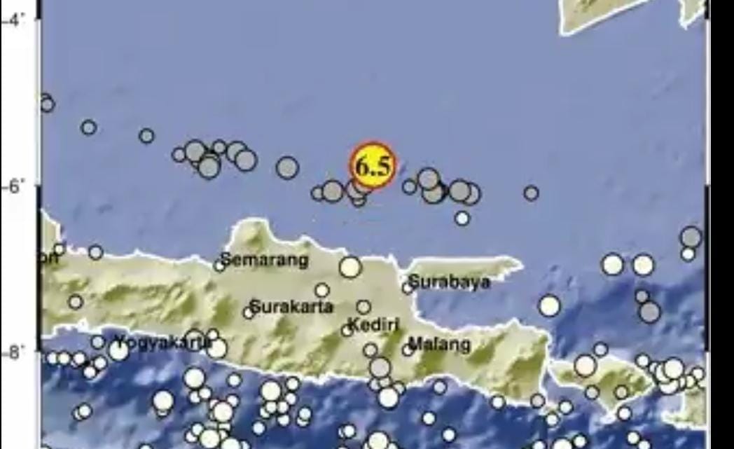 Tangkapan layar lokasi gempa. (BMKG)
