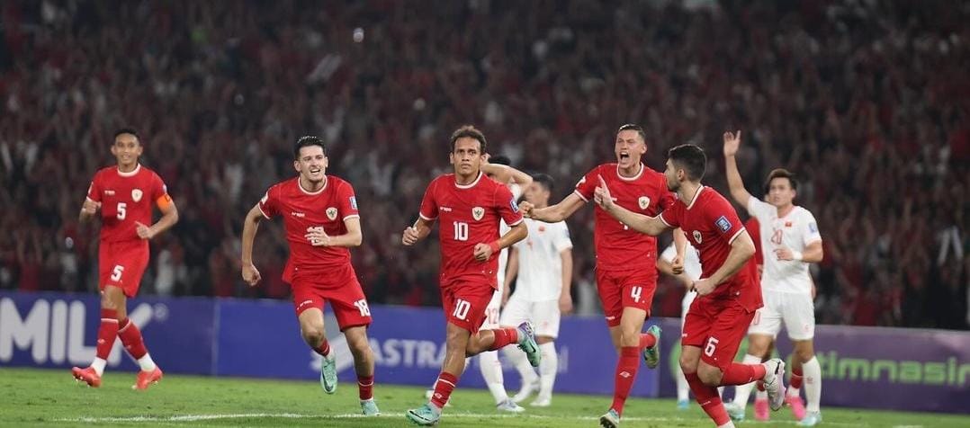Pemain Timnas Indonesia merayakan gol ke gawang Vietnam. (ig @egymaulanavikri)