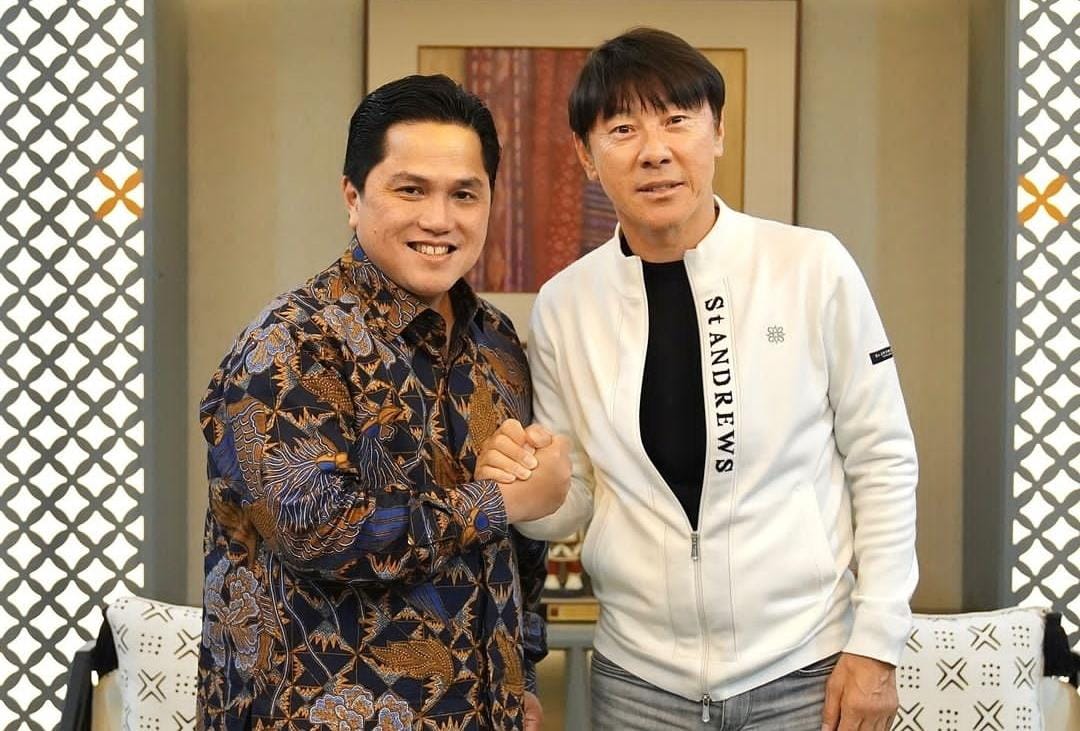 Erick Thohir dan Shin Tae-yong.