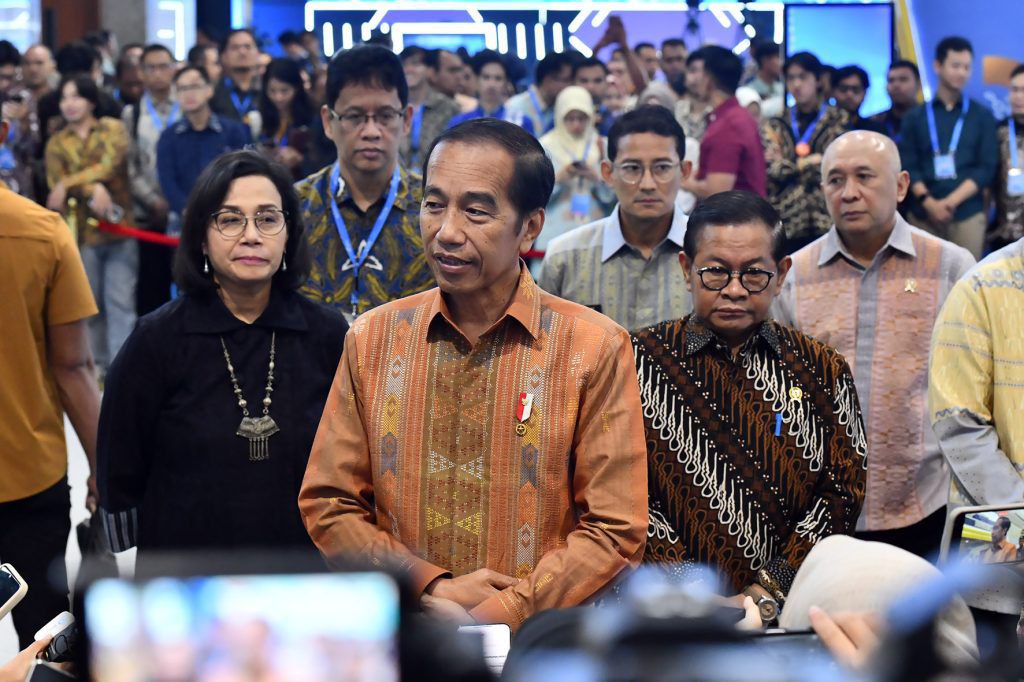 Presiden Joko Widodo menghadiri Festival Ekonomi dan Keuangan Digital di Jakarta Convention Center Senayan, Jakarta, Kamis (1/8).