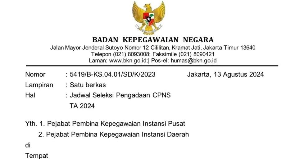Surat Edaran Rekrutmen CPNS. (BKN)