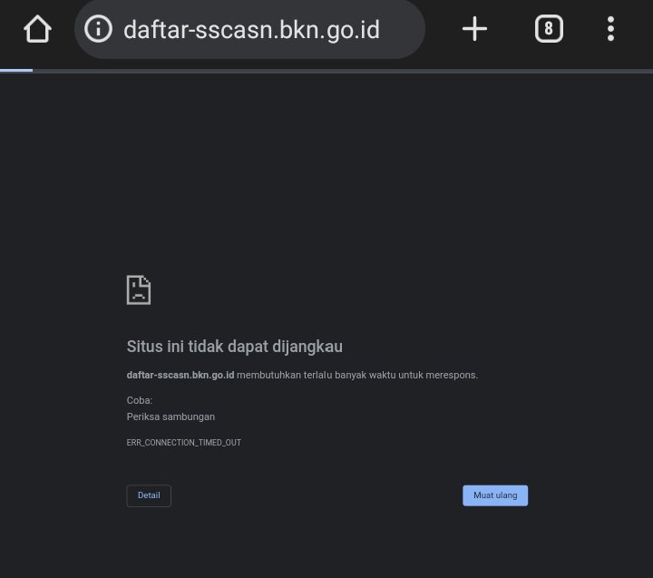 Laman SSCASN BKN down. (Khoirul Rizal/RadarSitubondo.id)