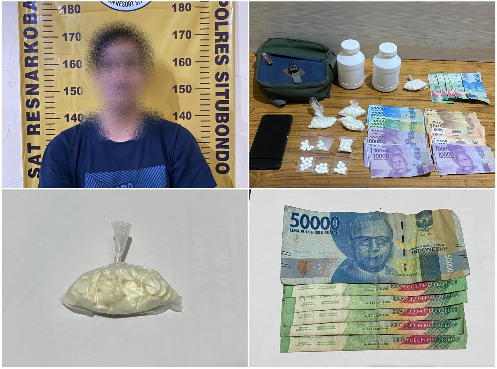 Tersangka dan barang bukti yang diamankan. (Khoirul Rizal/RadarSitubondo.id)