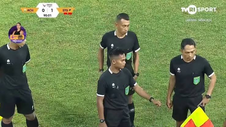 Wasit PON laga Aceh vs Sulteng. (tangkapan layar TVRI)