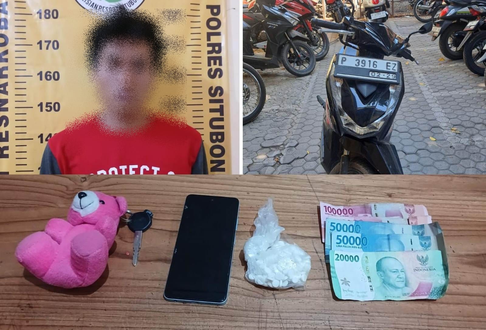 Tersangka dan barang bukti yang diamankan. (Khoirul Rizal/RadarSitubondo.id)