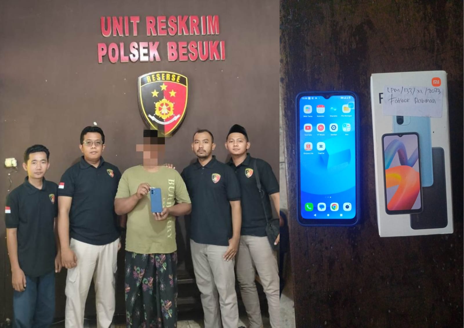 Pelaku pencurian hp yang diamankan. (Khoirul Rizal/RadarSitubondo.id)