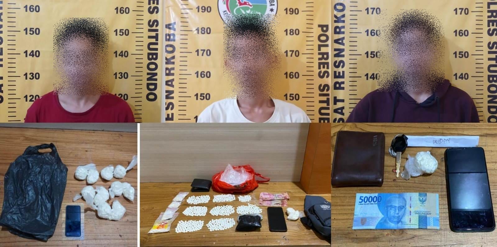 Para pemuda dan barang bukti yang diamankan. (Khoirul Rizal/RadarSitubondo.id)