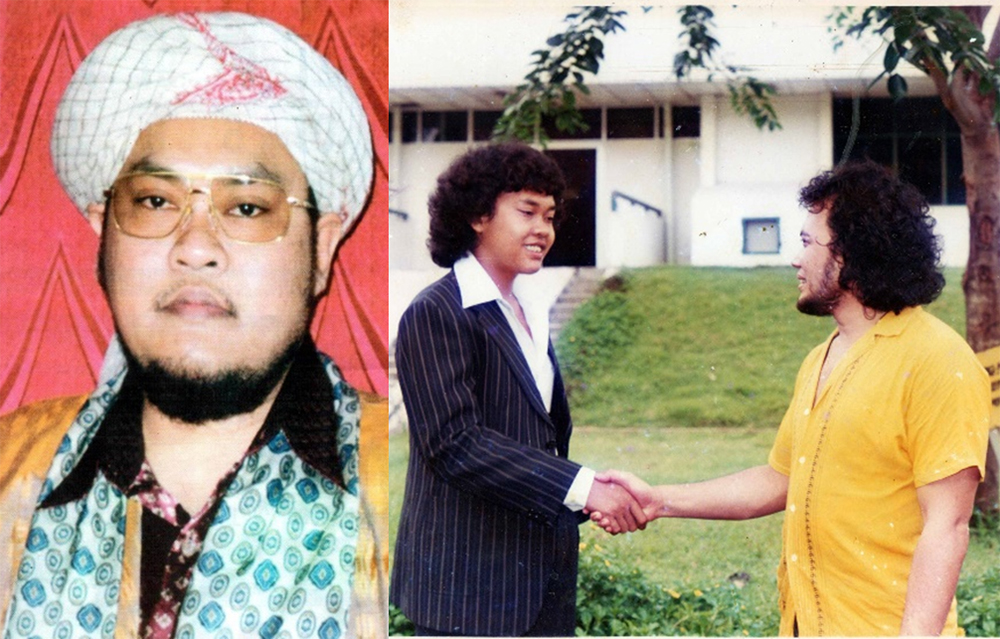 KHR Ahmad Fawaid As&rsquo;ad Syamsul Arifin (kiri). Kyai Fawaid bersama Rhoma Irama saat masih muda.