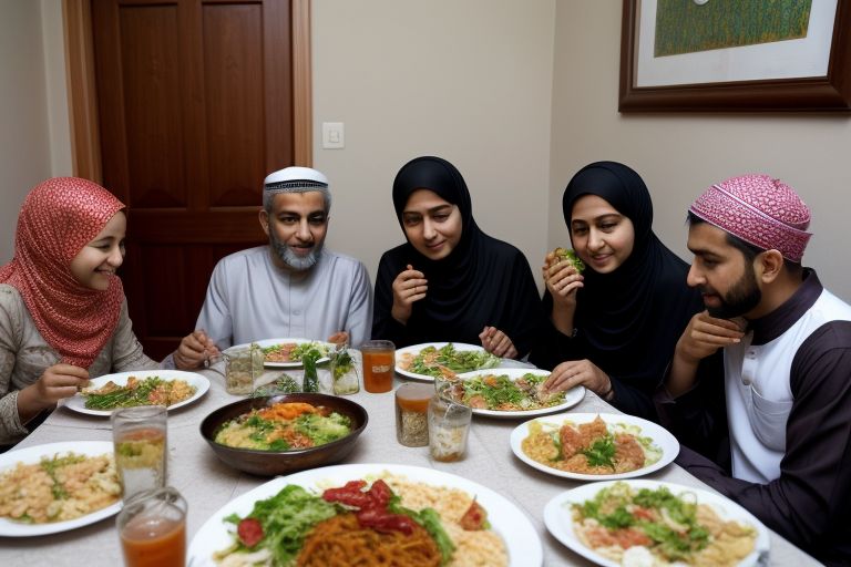 Ilustrasi buka puasa bersama keluarga. (AI)