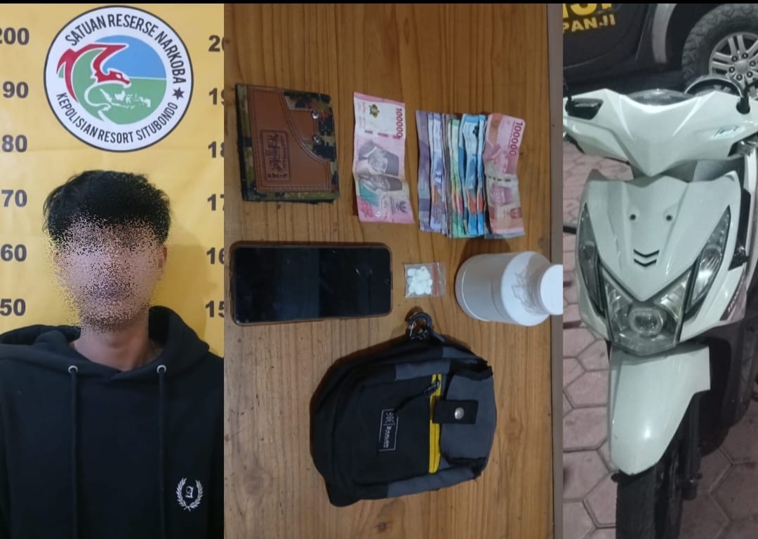 Pelaku pengedar pil koplo yang diamankan/ Humas Polres Situbondo