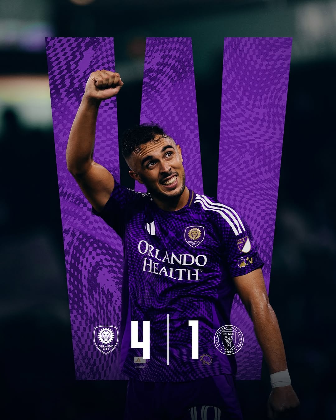 Selebrasi pemain Orlando City setalh berhasil kalahkan Inter Miami dengan skor telak 4-1 di MLS 2025 (11/8).