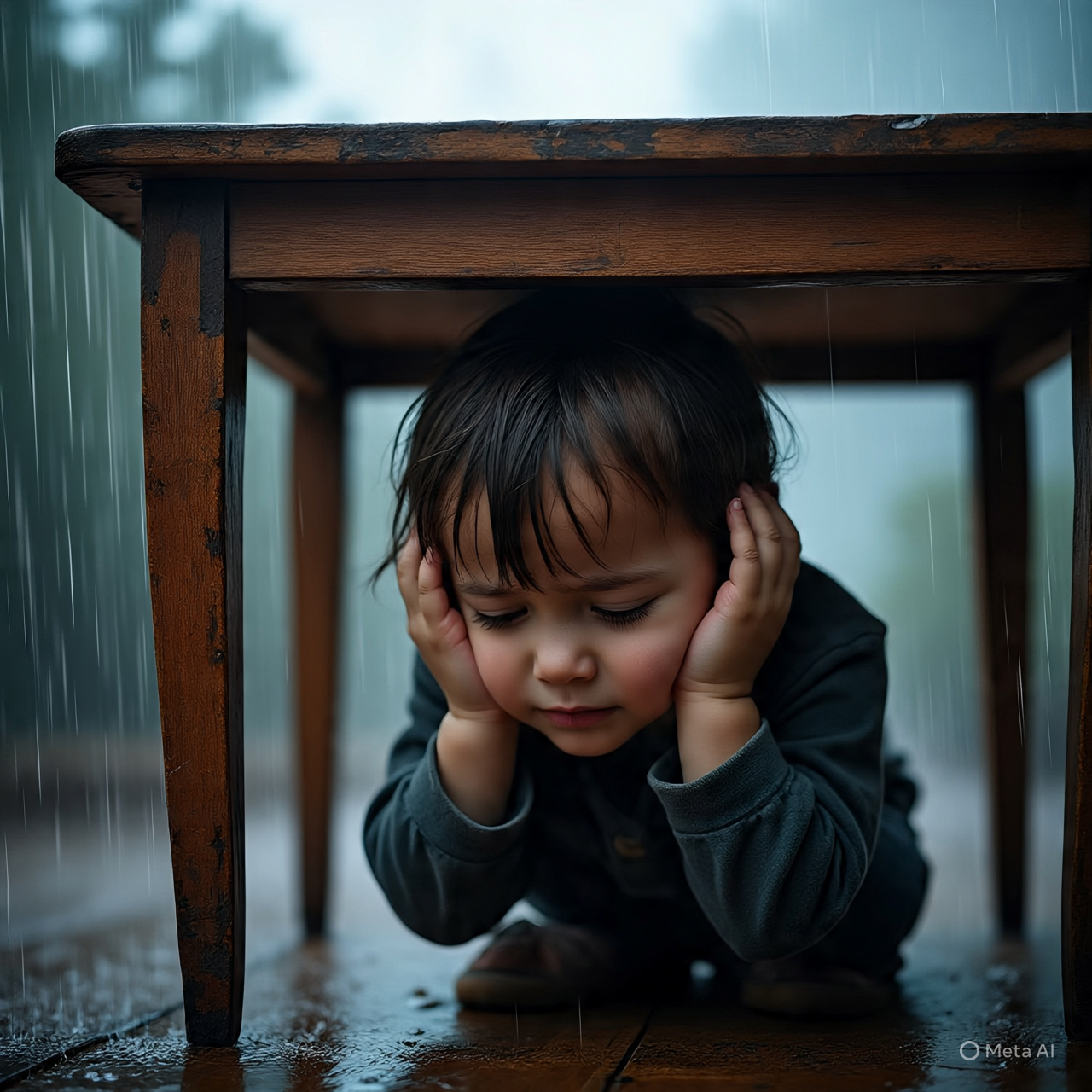 Seorang anak yang mengalami Astraphobia.