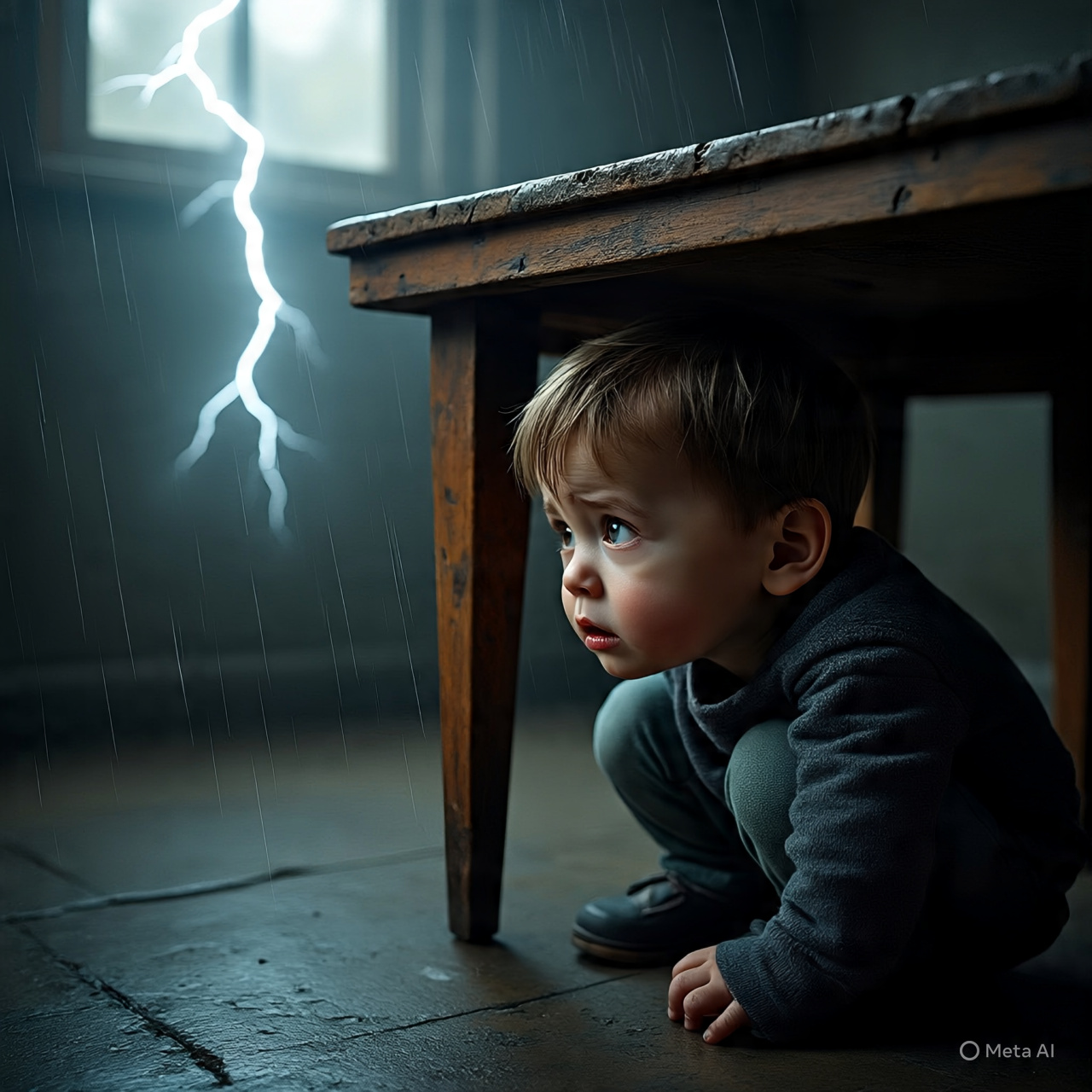Seorang anak mengalami Astraphobia.