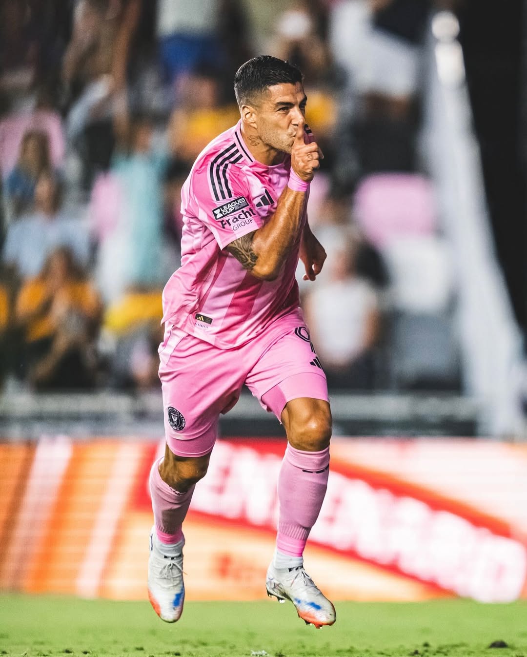 Selebrasi Luis Suarez setelah berhasil mencetak gol ke gawang Tigres UANL di perempat final Leagues Cup 2025.