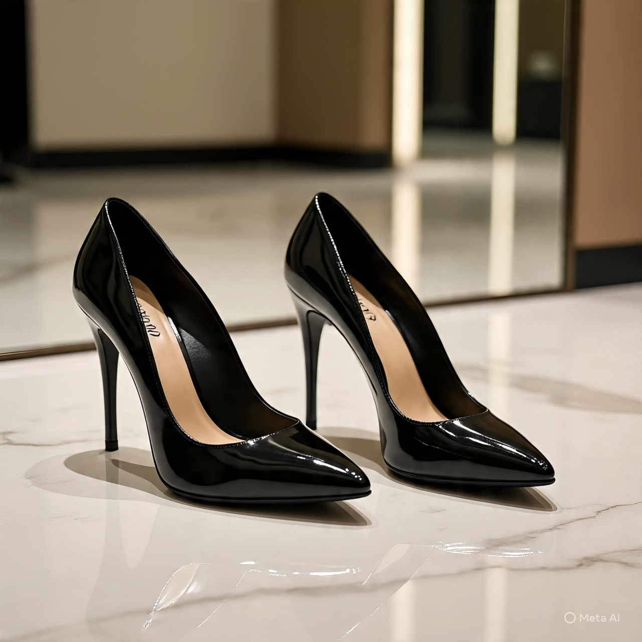 Heels hitam.