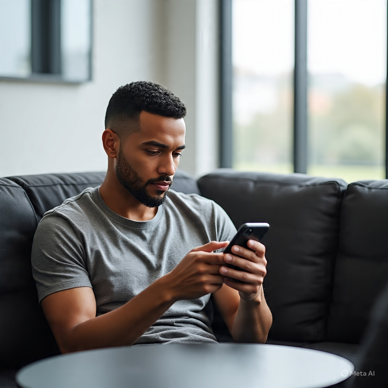 Seorang Pria sedang membuat SKCK melalui aplikasi POLRI PRESISI.