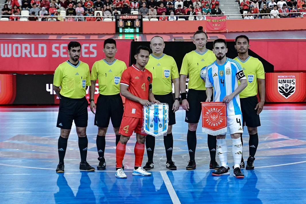 Timnas futsal Indonesia saat jamu Argentina di 4NATIONS edisi pertama.