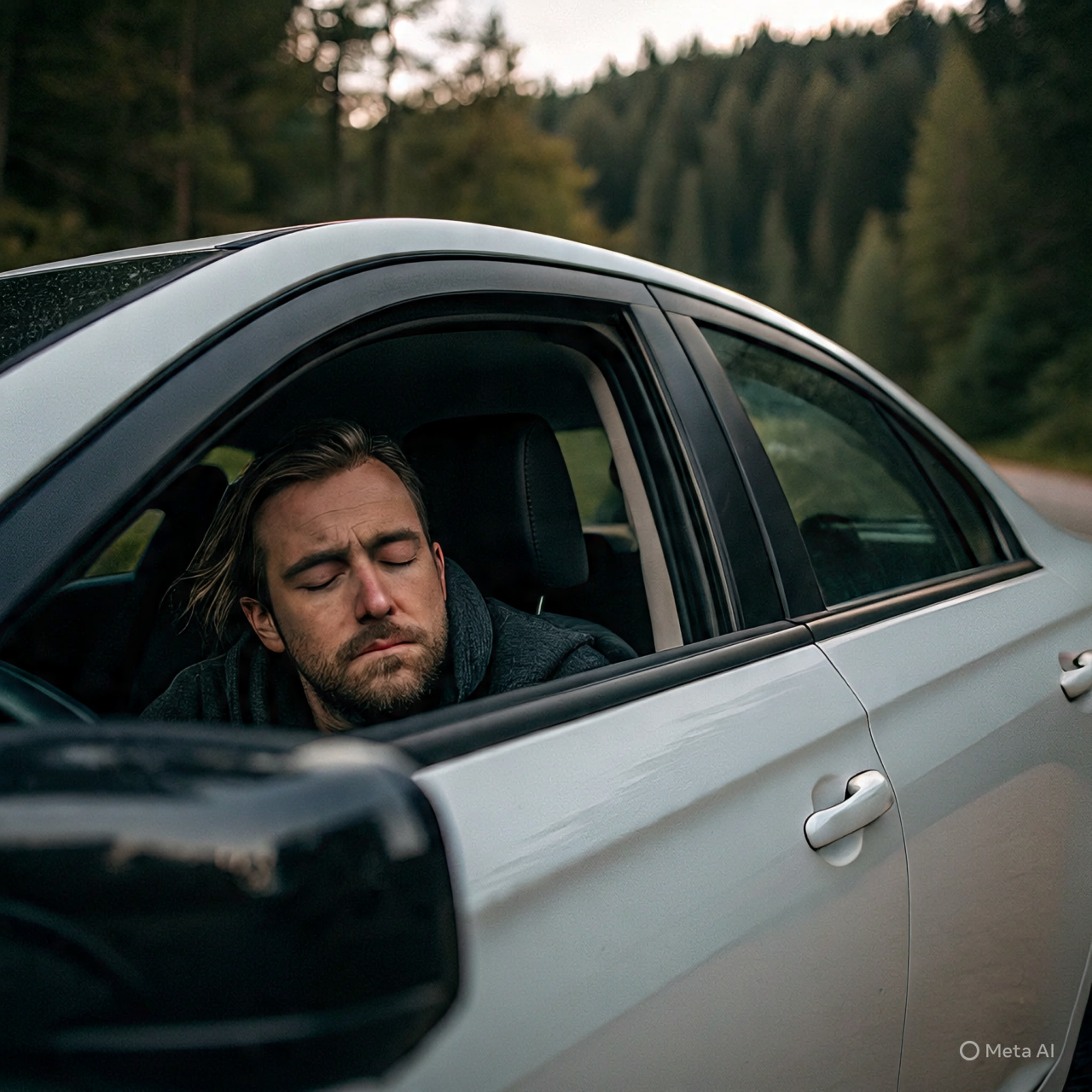 Ilustrasi pengendara mengalami microsleep.