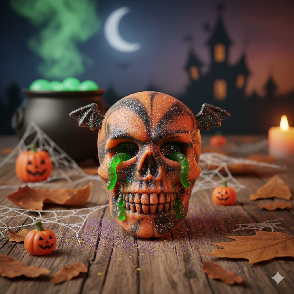 Ilustrasi permen dengan nuansa Helloween.