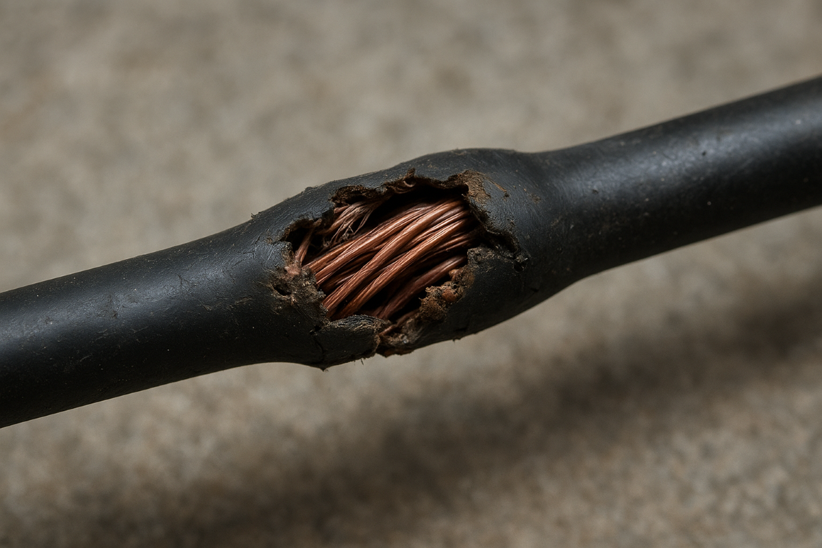 Ilustrasi bekas gigitan tikus pada kabel.