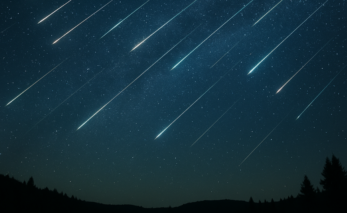 Ilustrasi hujan meteor Leonid.