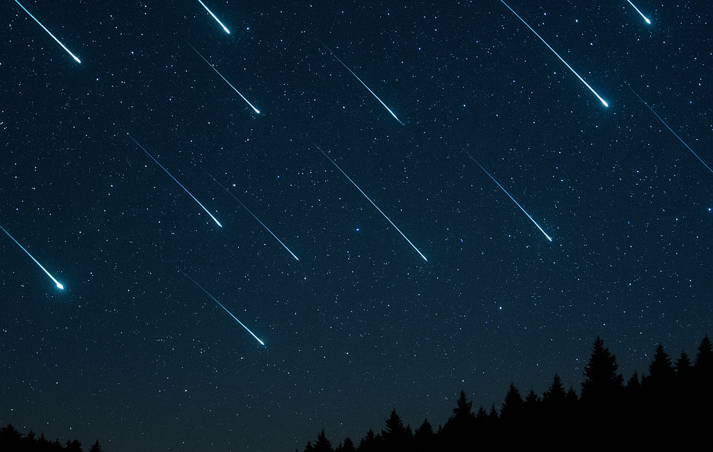 Ilustrasi hujan meteor Taurid.