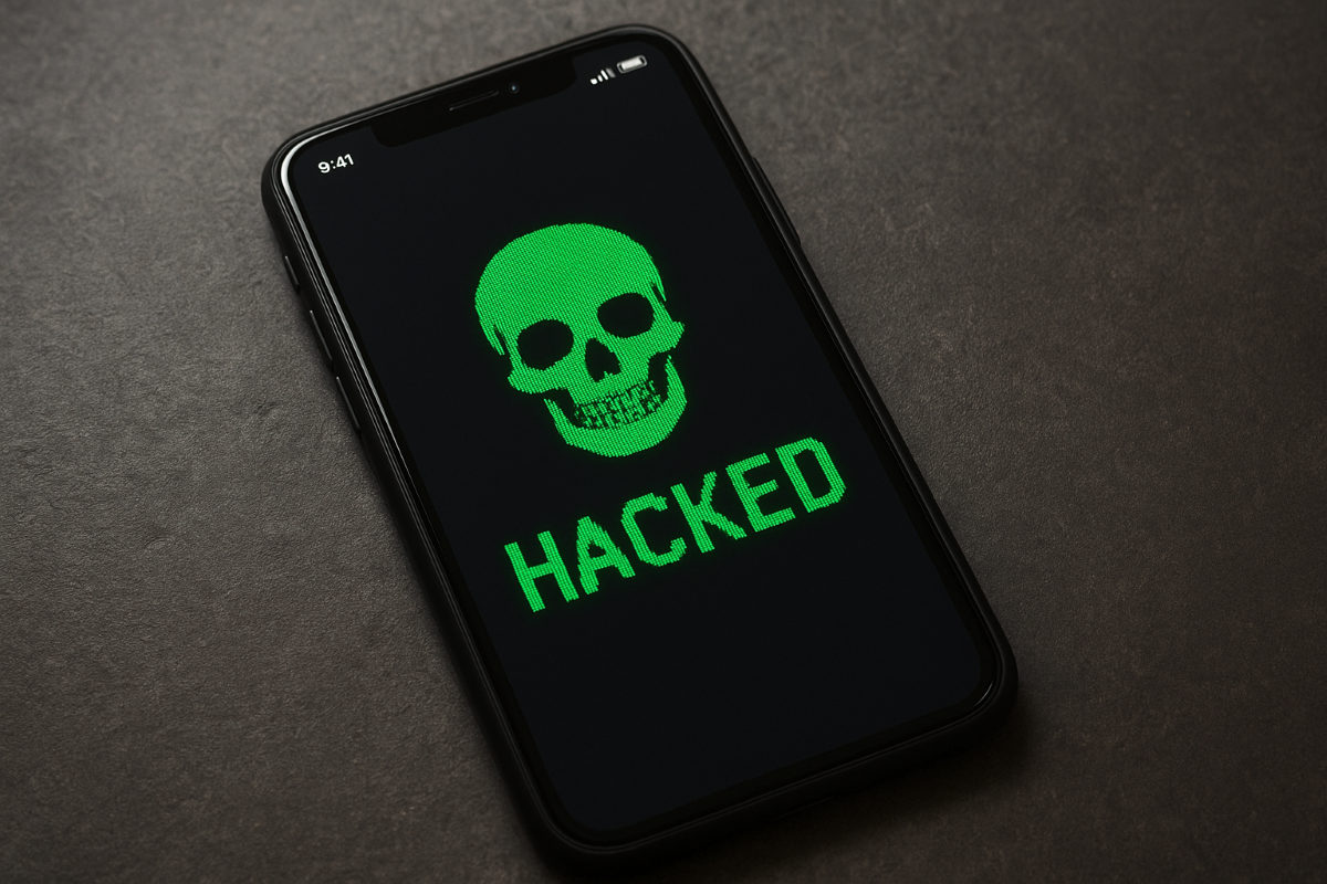 Ilsutrasi ponsel yang terkena hack.