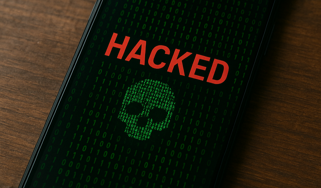 Ilustrasi smartphone yang diretas.