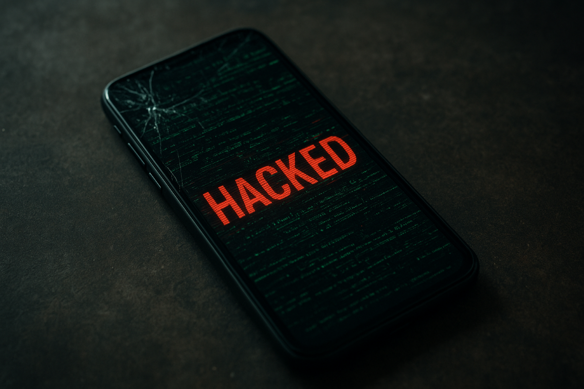 Ilustrasi ponsel yang terkena hack.