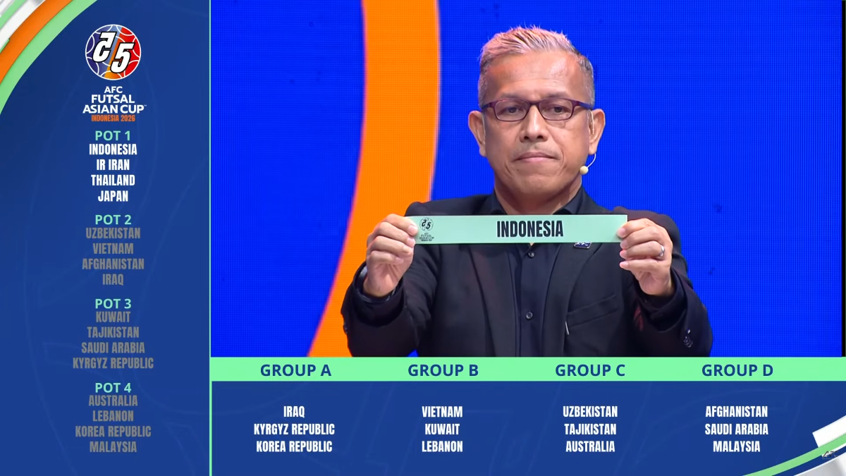 Hasil draw AFC Futsal Asian Cup 2026.