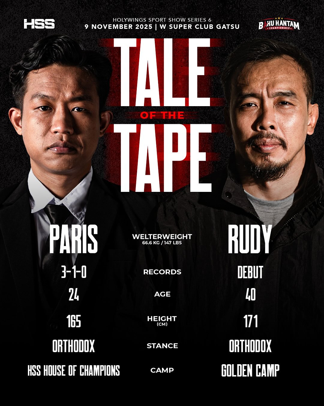 Paris Pernandes akan menghadapi Rudy Golden Boy.