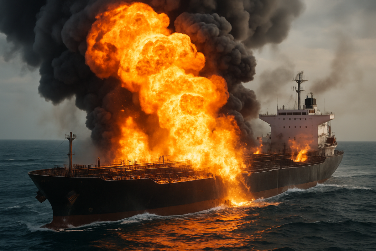 Ilustrasi kapal tanker Turki yang terserang drone Rusia di Pelabuhan Izmail, Ukraina.