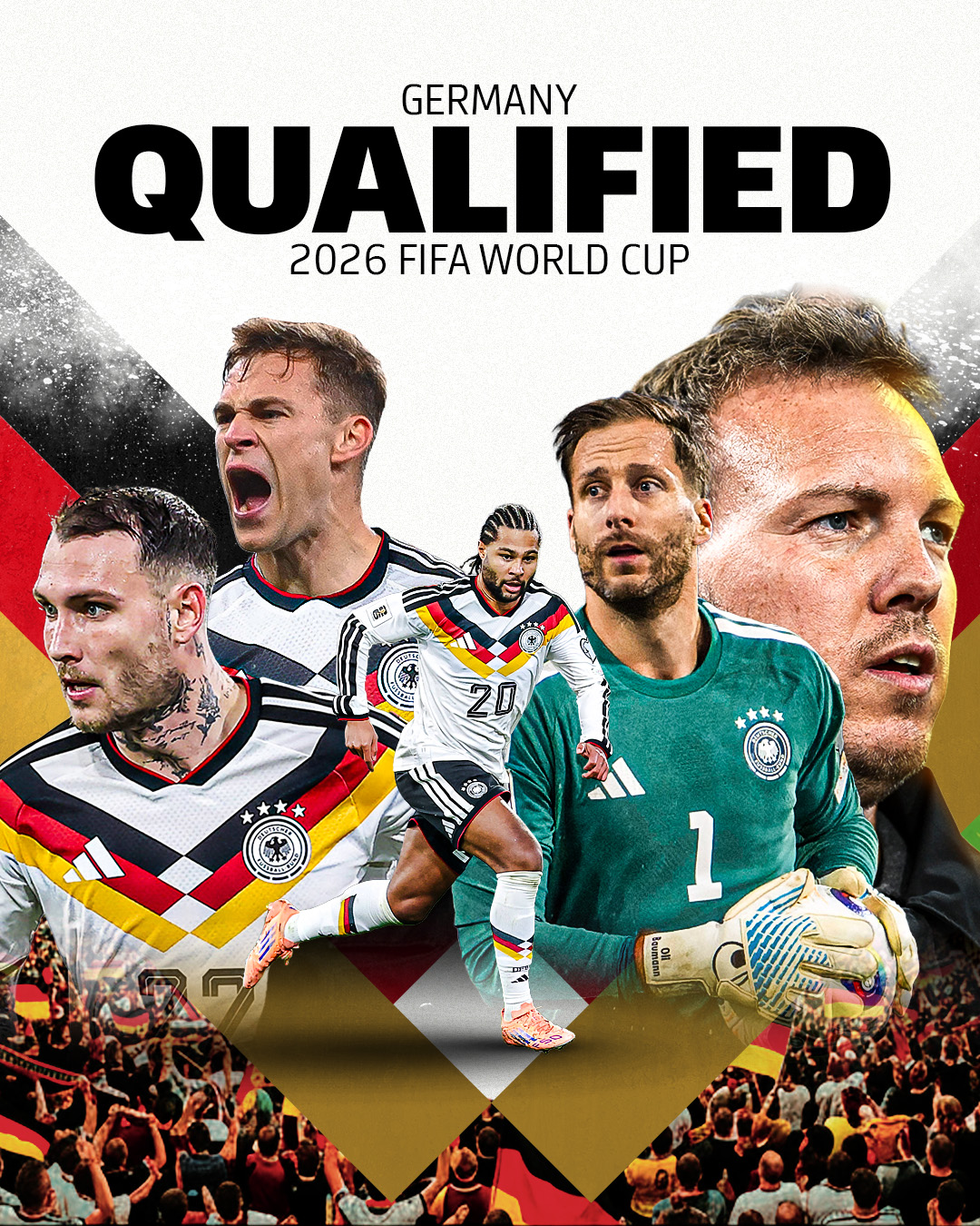 Jerman berhasil mengamankan tiket Piala Dunia 2026 setelah hajar Slovakia dalam Grup A Kualifikasi Piala Dunia 2026.