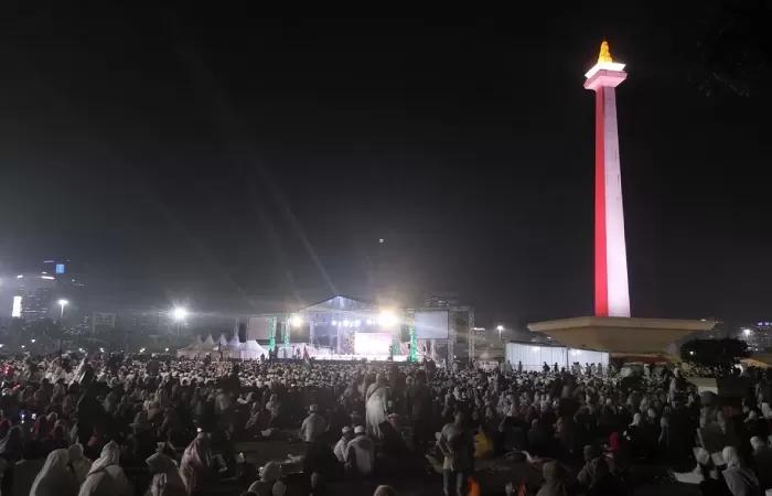 Peserta Reuni Akbar 212 di Monas, Selasa (2/12/2025).