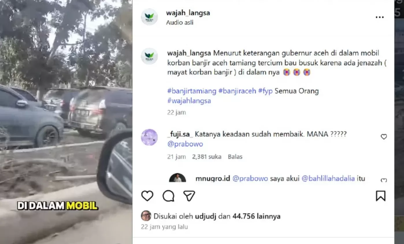 Viral di media sosial mengenai korban bencana banjir yang diduga terjebak di dalam mobil.