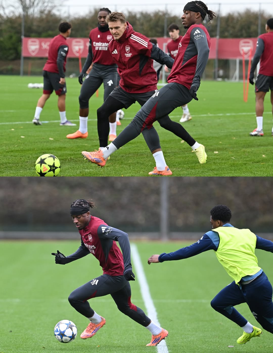 Sesi latihan Arsenal jelang laga menghadapi Club Brugge di matchday Champions League 2025/2026.