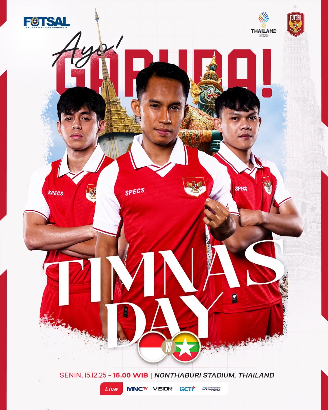 Timnas Futsal Indonesia akan menghadapi Mynamar di SEA Games 2025.