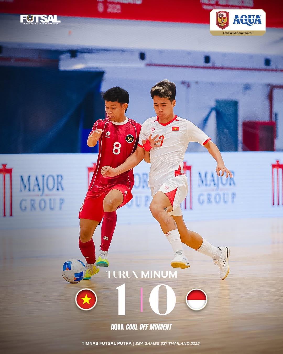 Timnas futsal putra Indonesia saat menghadapi Vietnam di SEA Games 2025.