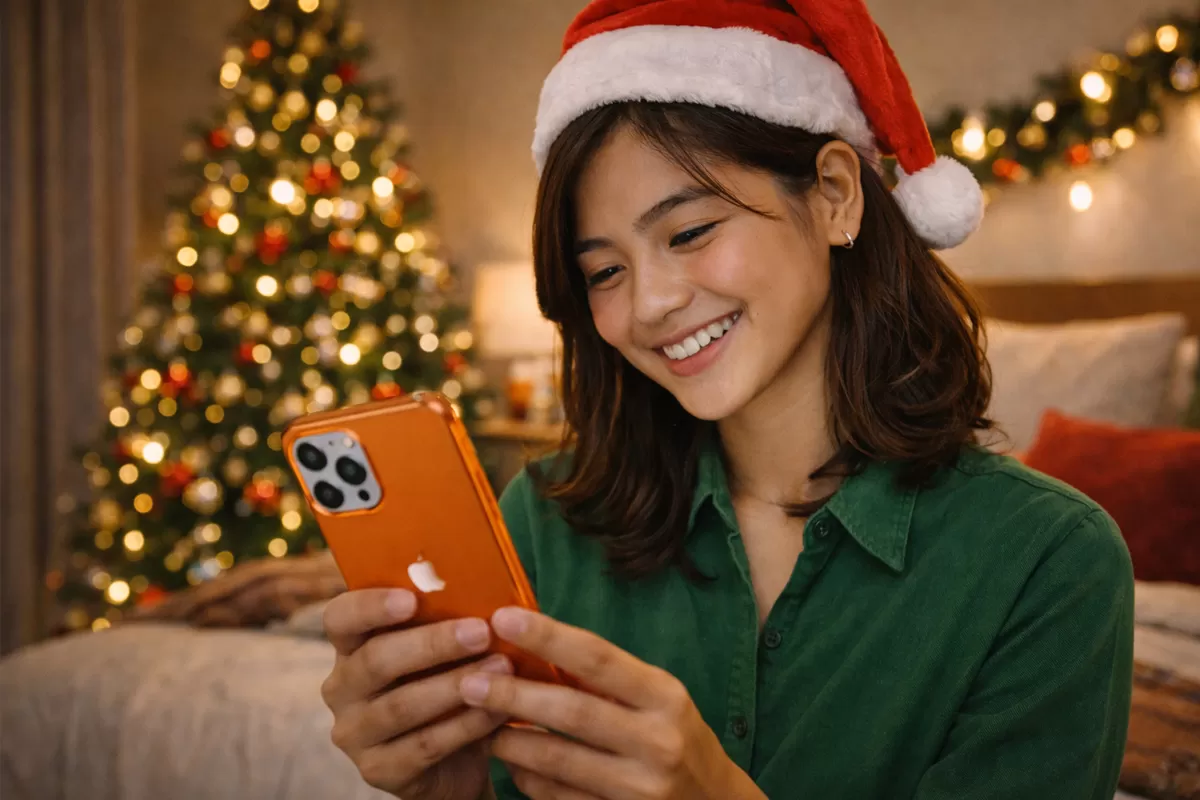 Ilustrasi membaca ucapan Natal.