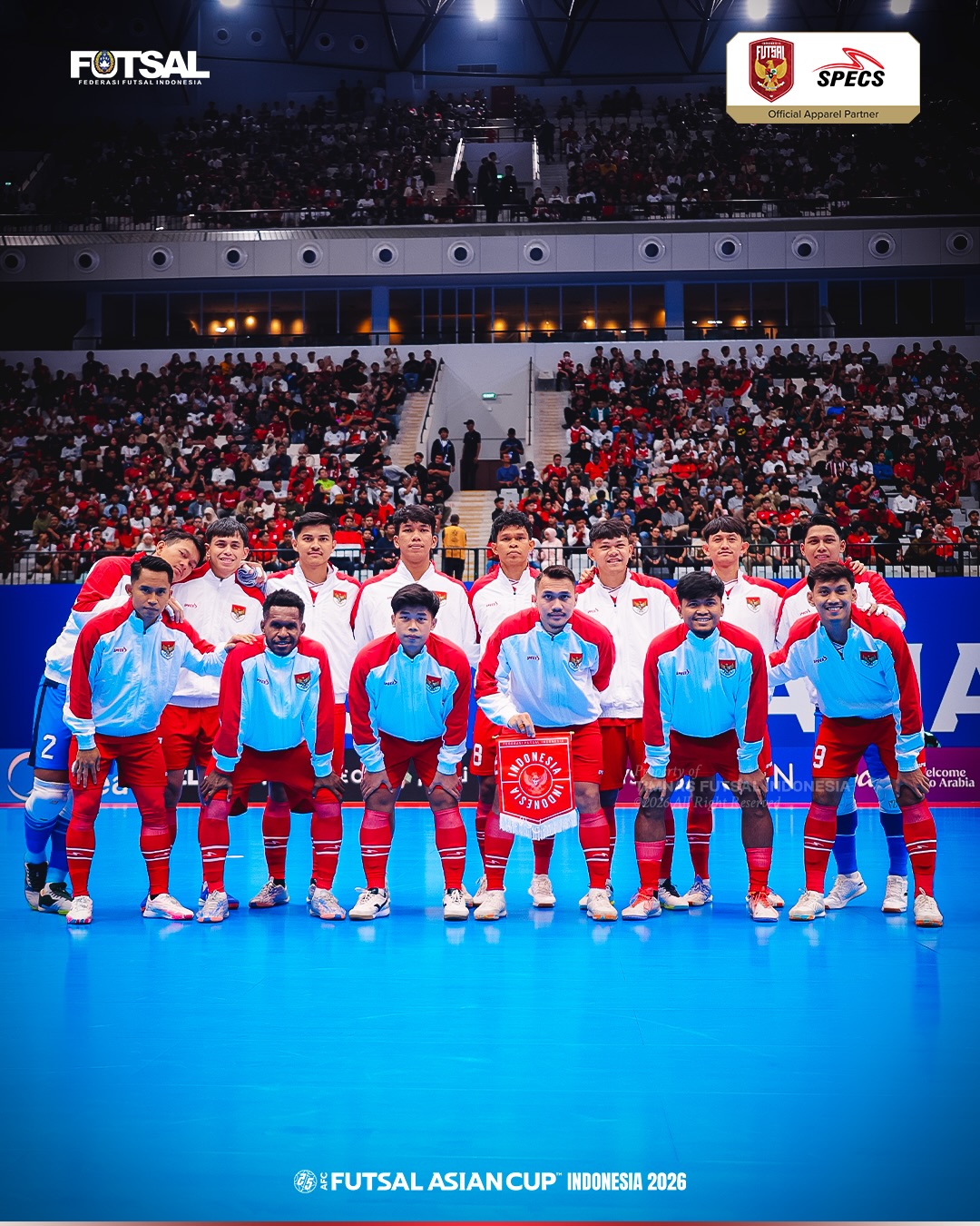 Squad timnas futsal Indonesia di ajang Piala Asia Futsal 2026.