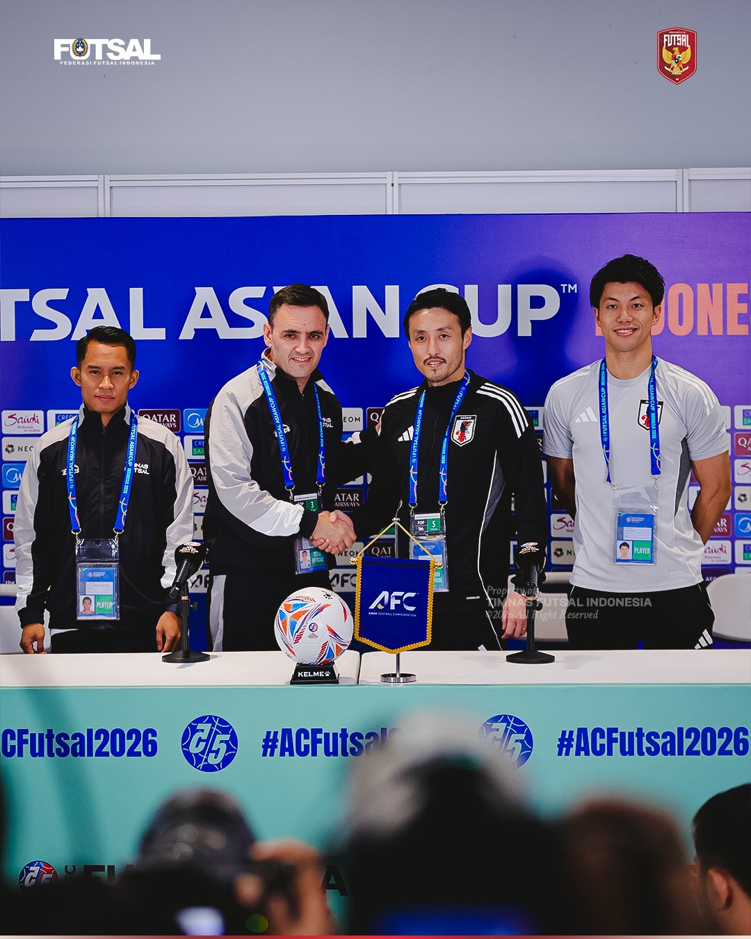 Konferensi pers timnas futsal Indonesia dengan Jepang jelang Semifinal Piala Asia 2026.