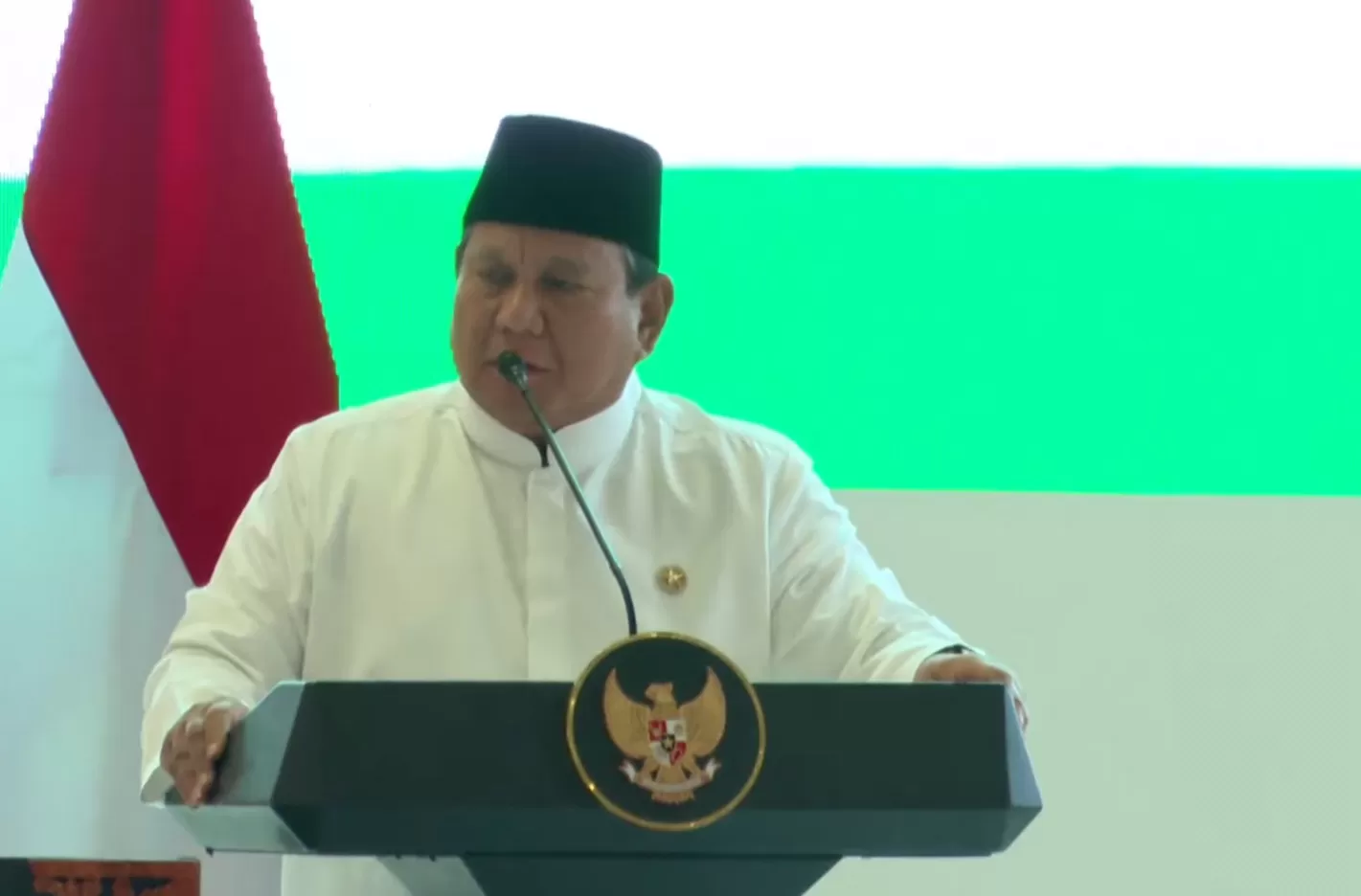 Presiden Prabowo Subianto saat Pengukuhan Pengurus MUI di Masjid Istiqlal Jakarta, sabtu (7/2/2026). 