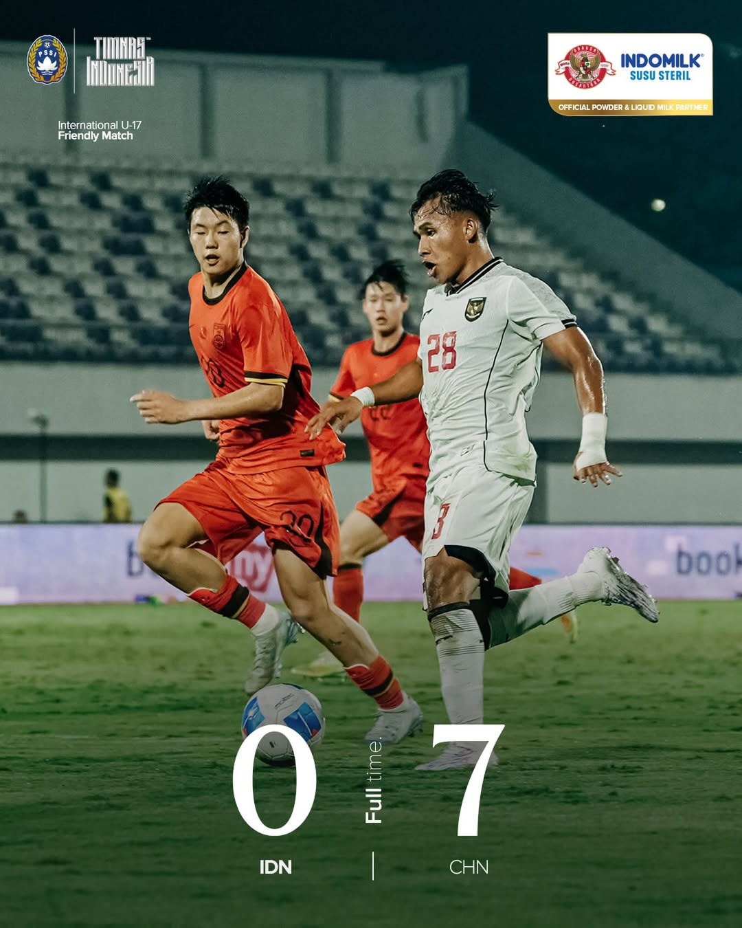 Timnas Indonesia U17 dibantai China U17 dalam laga uji coba.