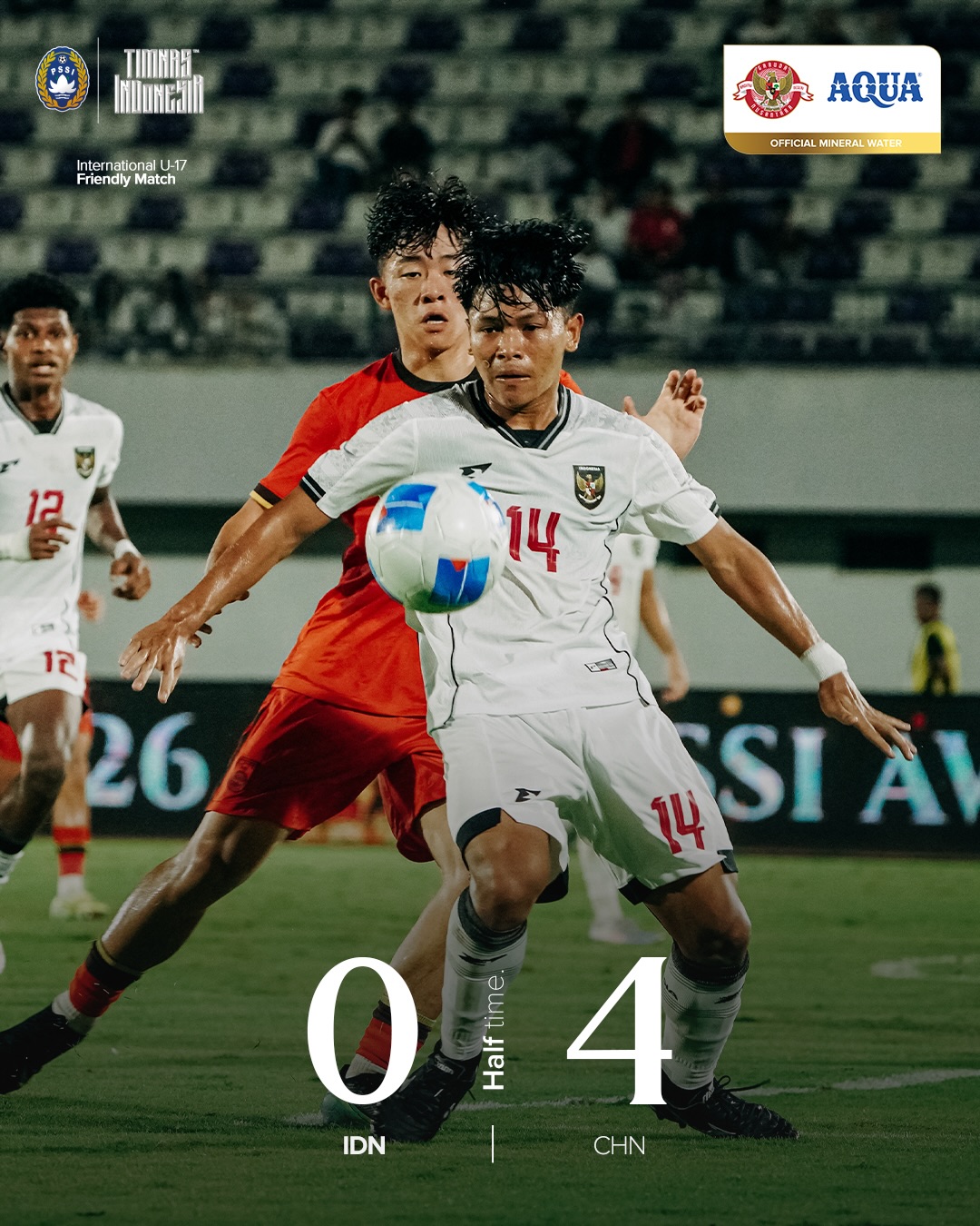 Timnas Indonesia U17 saat melawan China U17 di leg pertama uji coba Internasional.