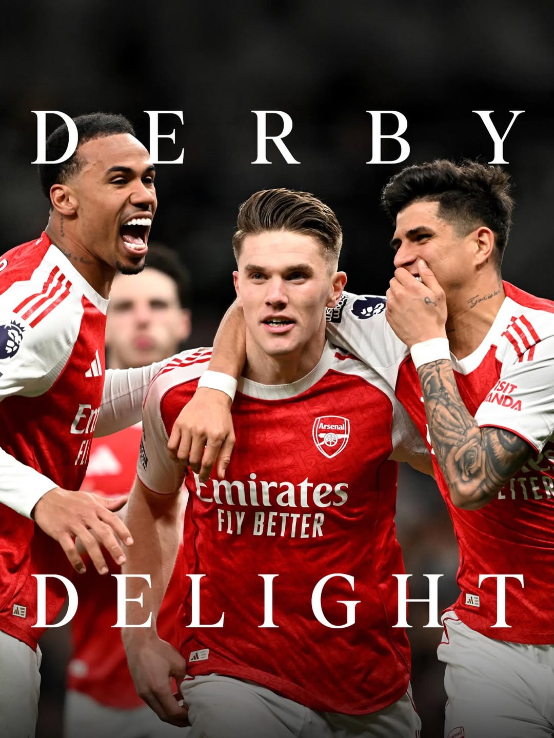 Selebrasi Grokeres saat mencetak dua gol ke gawang Tottenham.