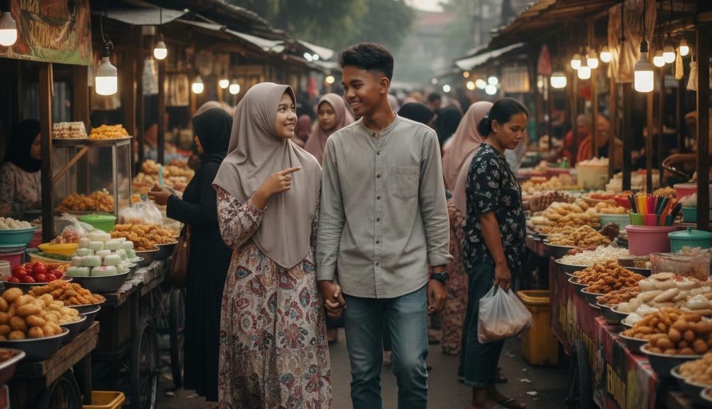 Ilustrasi mencari takjil bersama pacar.